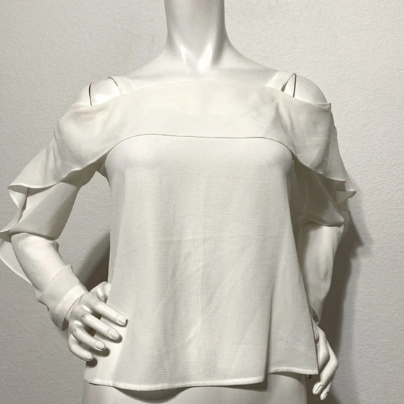 All Saints Cream Cold Shoulder Khan Blouse Top Size M - Picture 2 of 8